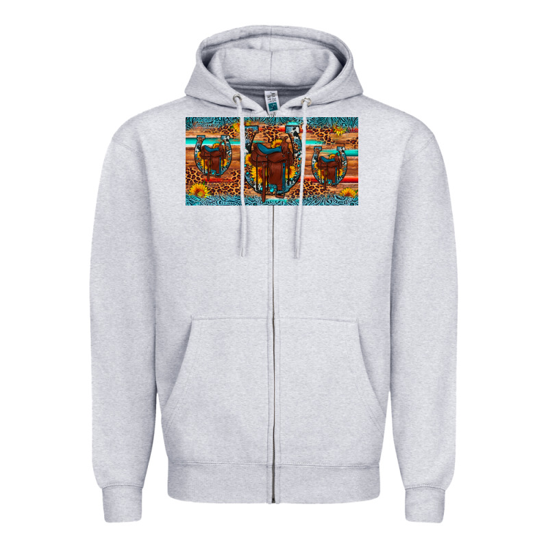 Saddle Horseshoe  Sunflower Leopard License Plate Zipper Hoodie by Artiststas | Teevron