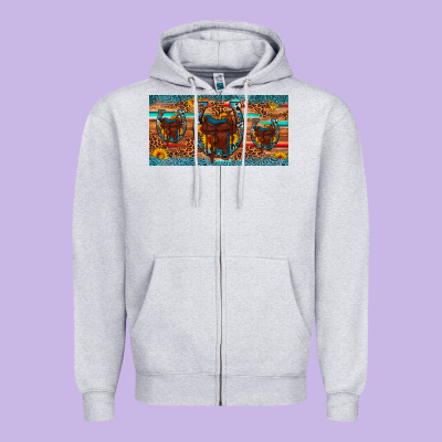 Saddle Horseshoe  Sunflower Leopard License Plate Zipper Hoodie Designed By Artiststas