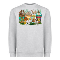 Heather Grey goats coffee cups Heavyweight Sweatshirt - Zillion Design Studio