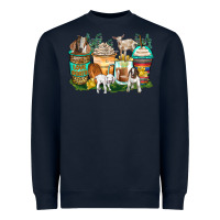 Navy goats coffee cups Heavyweight Sweatshirt - Zillion Design Studio