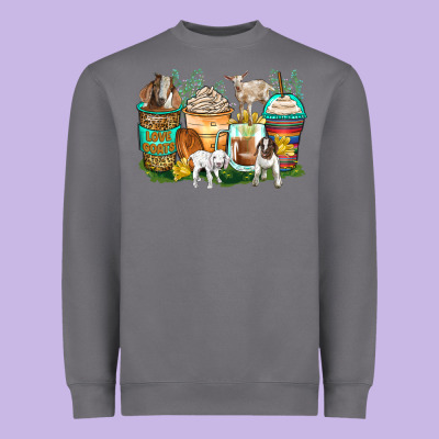 Goats Coffee Cups Heavyweight Sweatshirt Designed By Zillion Design Studio