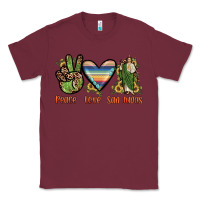 Burgundy peace love san judas Classic Tee - JahusDesignShop