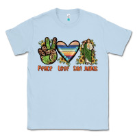 Dusty Blue peace love san judas Classic Tee - JahusDesignShop