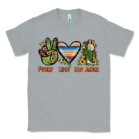 Heather Grey peace love san judas Classic Tee - JahusDesignShop