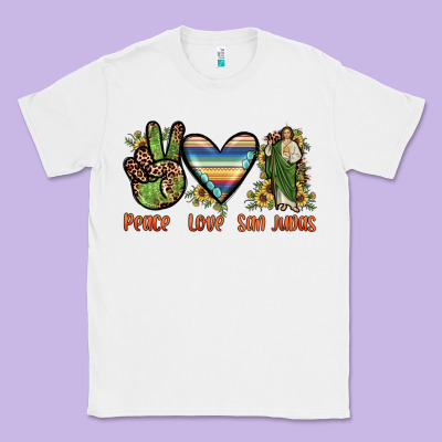 Peace Love San Judas Classic Tee Designed By Jahusdesignshop