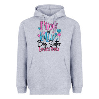 Heather Grey pink or blue big sister loves you Heavyweight Hoodie - MaliasSmallBusiness