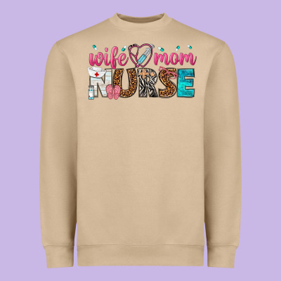 Wife Mom Nurse Heavyweight Sweatshirt Designed By Texasbilliewilder