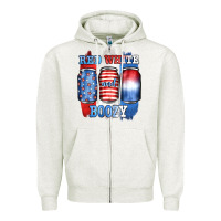 Oatmeal Heather red white and boozy Zipper Hoodie - JahusDesignShop