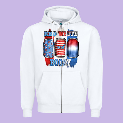 Red White And Boozy Zipper Hoodie Designed By Jahusdesignshop