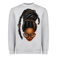 Heather Grey afro woman faux jumbo locs Heavyweight Sweatshirt - texasbilliewilder