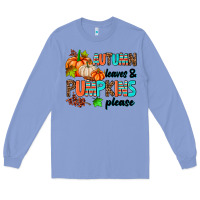 Colony Blue autumn leaves pumpkin please Long Sleeve Tee - AdoDesignShop