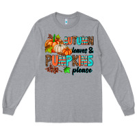 Heather Grey autumn leaves pumpkin please Long Sleeve Tee - AdoDesignShop