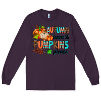 Plum autumn leaves pumpkin please Long Sleeve Tee - AdoDesignShop