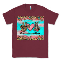 Burgundy peace love pitbull Classic Tee - JahusDesignShop
