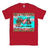 Red peace love pitbull Classic Tee - JahusDesignShop