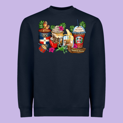 Dominican Republic Coffee Cups Heavyweight Sweatshirt Designed By Zillion Design Studio