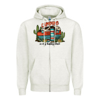 Oatmeal Heather camping is my happy place Zipper Hoodie - JahusDesignShop