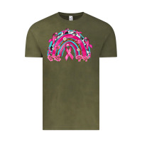 Vintage Olive Breast Cancer Rainbow Vintage Tee - texasbilliewilder