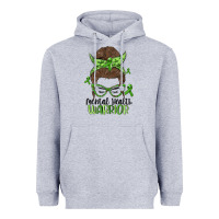 Heather Grey messy bun mental health warrior Heavyweight Hoodie - MaliasSmallBusiness