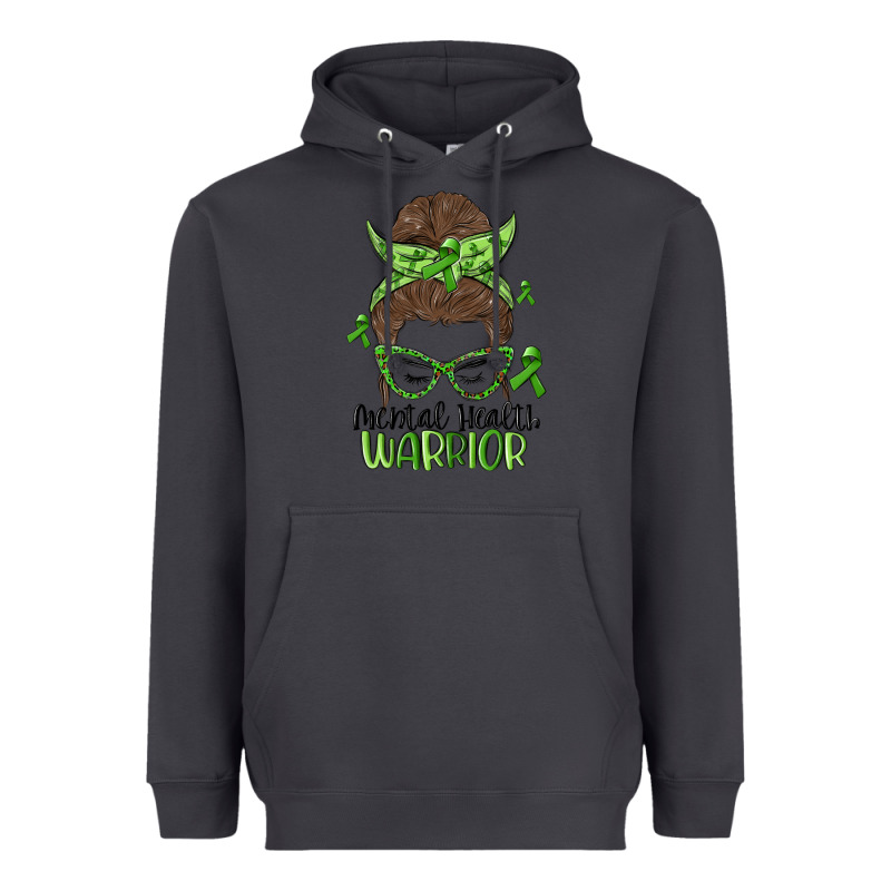 Messy Bun Mental Health Warrior Heavyweight Hoodie by MaliasSmallBusiness | Teevron
