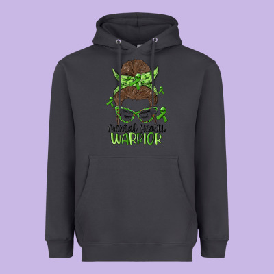 Messy Bun Mental Health Warrior Heavyweight Hoodie Designed By Maliassmallbusiness