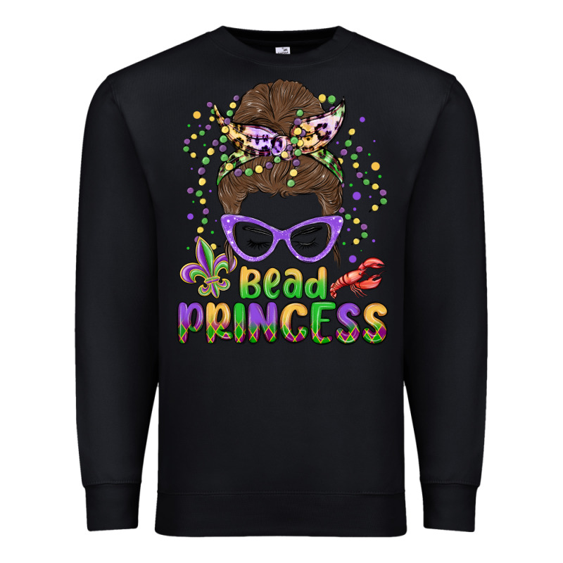 Bead Princess Messy Bun Mardi Gras Premium Sweatshirt by MaliasSmallBusiness | Teevron