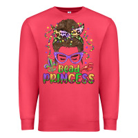 Cardinal bead princess messy bun mardi gras Premium Sweatshirt - MaliasSmallBusiness