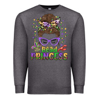 Charcoal Heather bead princess messy bun mardi gras Premium Sweatshirt - MaliasSmallBusiness