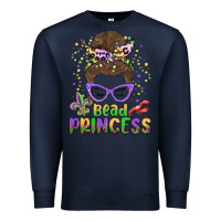 Navy bead princess messy bun mardi gras Premium Sweatshirt - MaliasSmallBusiness