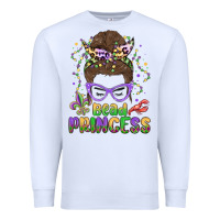 White bead princess messy bun mardi gras Premium Sweatshirt - MaliasSmallBusiness