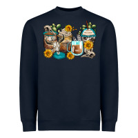 Navy bull skull coffee cups Heavyweight Sweatshirt - Zillion Design Studio