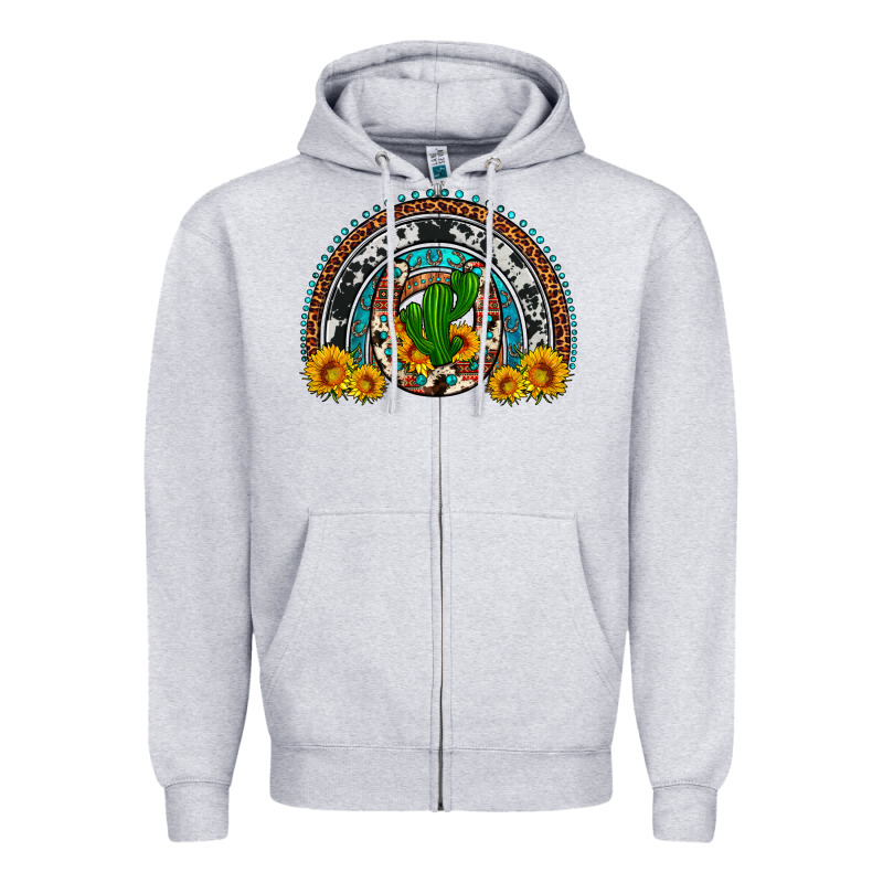 Cactus Sunflower Horseshoe Rainbow Zipper Hoodie by Artiststas | Teevron