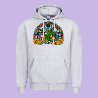 Cactus Sunflower Horseshoe Rainbow Zipper Hoodie Designed By Artiststas