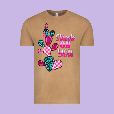 Stuck On You Cactus Vintage Tee Designed By Barkaloodesign