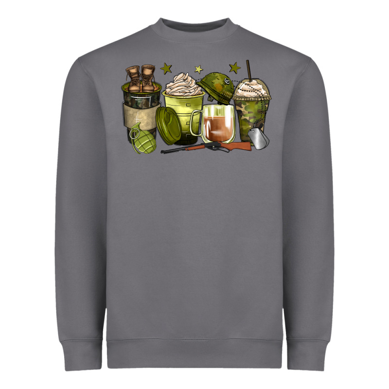 Army Coffee Cups Heavyweight Sweatshirt by Zillion Design Studio | Teevron