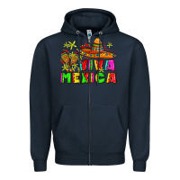 Navy viva mexica Zipper Hoodie - AdoDesignShop
