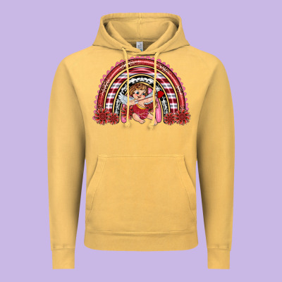 Vintage Hoodie valentine's day cupid rainbow