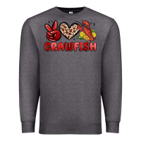 Charcoal Heather peace love crawfish Premium Sweatshirt - MaliasSmallBusiness