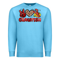 Ocean Blue peace love crawfish Premium Sweatshirt - MaliasSmallBusiness