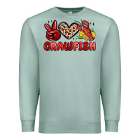 Seafoam peace love crawfish Premium Sweatshirt - MaliasSmallBusiness