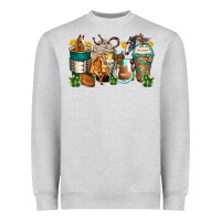 Heather Grey horses coffee cups Heavyweight Sweatshirt - Zillion Design Studio