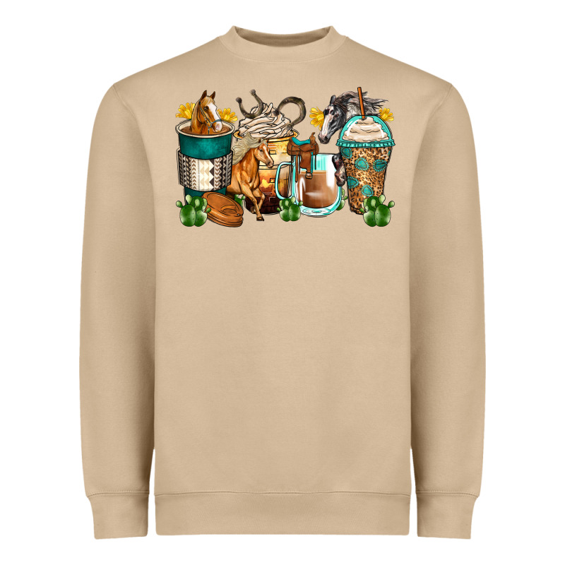 Horses Coffee Cups Heavyweight Sweatshirt by Zillion Design Studio | Teevron