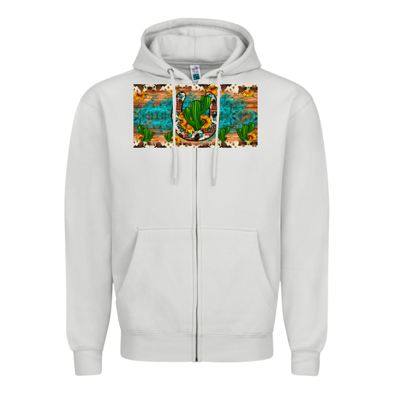 Cactus Sunflower Horseshoe License Plate Zipper Hoodie by Artiststas | Teevron