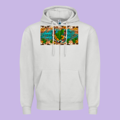 Cactus Sunflower Horseshoe License Plate Zipper Hoodie Designed By Artiststas