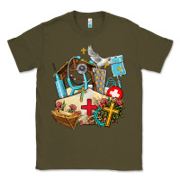 Army Green nurse  cross and jesus Classic Tee - AdoDesignShop