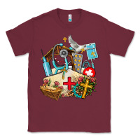Burgundy nurse  cross and jesus Classic Tee - AdoDesignShop