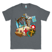 Charcoal Heather nurse  cross and jesus Classic Tee - AdoDesignShop