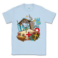 Dusty Blue nurse  cross and jesus Classic Tee - AdoDesignShop