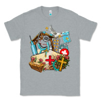 Heather Grey nurse  cross and jesus Classic Tee - AdoDesignShop