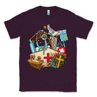 Plum nurse  cross and jesus Classic Tee - AdoDesignShop
